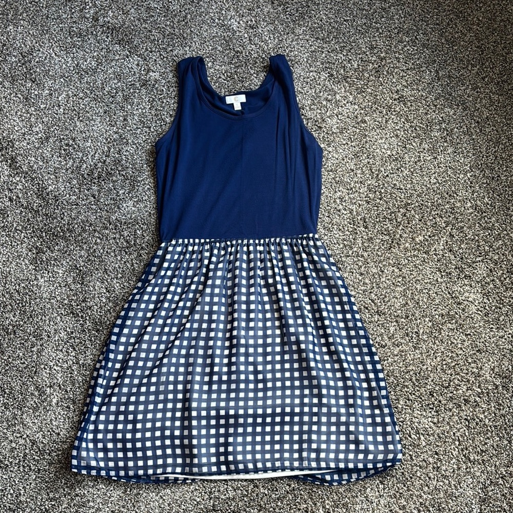 Navy Blue Checkered Women’s Dress
